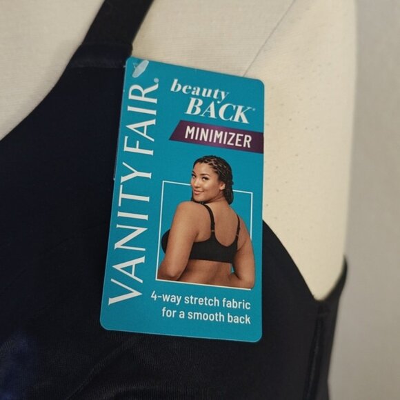 Vanity Fair 42DD Minimizer Bra Full Figure Beauty Back Smoothing Wire Black - Picture 3 of 5
